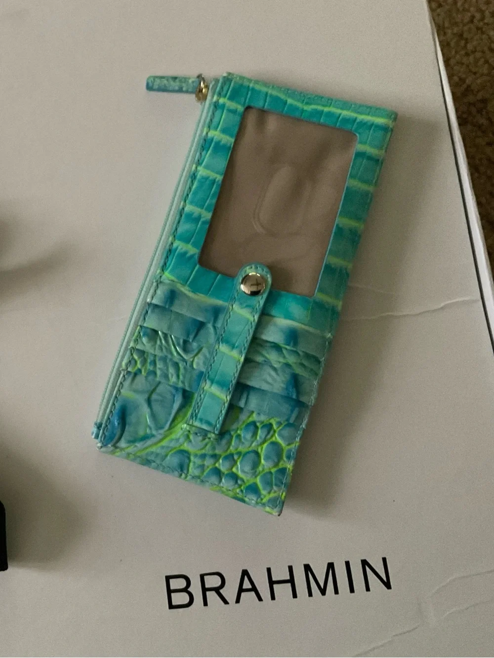 EUC Brahmin Tea Collection Turquoise Croc-Embossed Wallet!